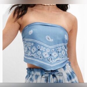ae printed silky bandana top
